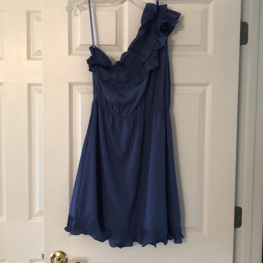 Never worn, one strap ruffled dress